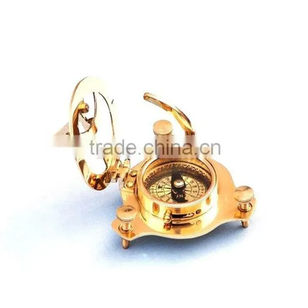 Beautiful Nautical Solid Brass Round Sundial Compass With Rosewood Box 13434 photo-4