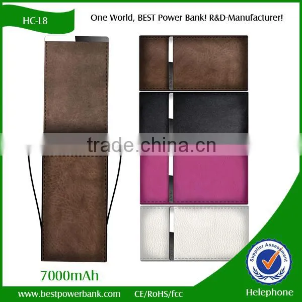 2016 Private Mold Slim 7000mah Leather Power Bank Battery Charger photo-5