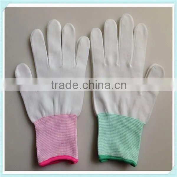 Packaging Industry Used 13 Gauge Knitted White Nylon Gloves 4131