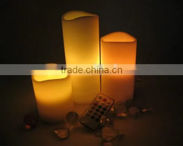 Home Interior Decorative Flat Top White Pillar Set Electric Realistic Flicker Wax Candle With Timer photo-4