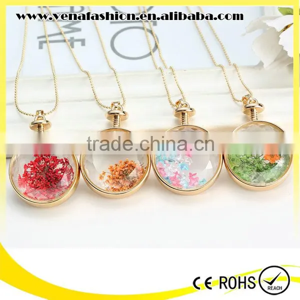 Pink Crystal Handmade Flower Crystal Necklace photo-5