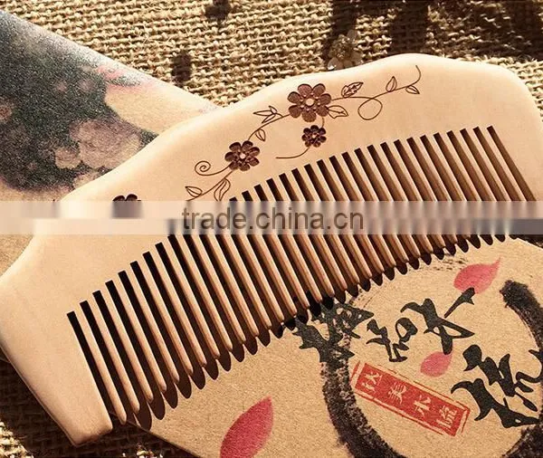 Natural Handle Combs Peach Material Nature Color Hair Wood Comb Hair Combs With Laser Logo photo-6