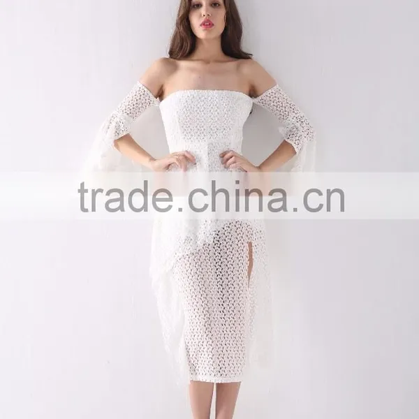 Latest Design Fashion Sexy Spring Off Shoulder White Apparel Dresses photo-2