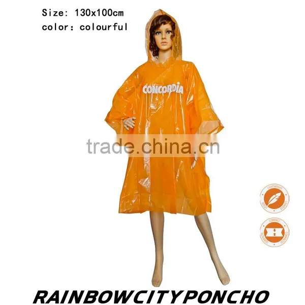 PE Rainponcho Orange Color Within Paper Card in the Packing Zipper Bag photo-6
