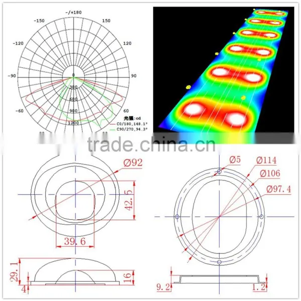 LED Glass Lens 92mm Optical for COB LED Street Light Urban Road Lighting KC92-1 photo-3