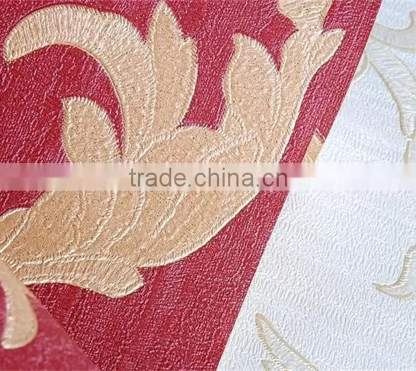 Deep Embossed Pvc Wallpaper /wall Murals With Decorative Flowers photo-4