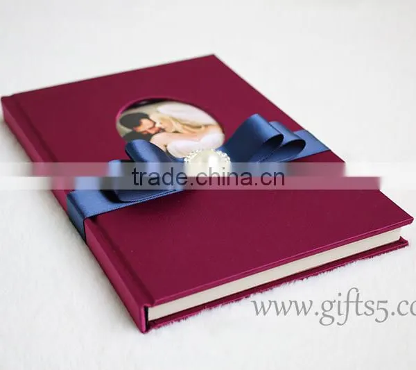 Excellent Silk Covor Wedding Guest Book With Photo Frame photo-2