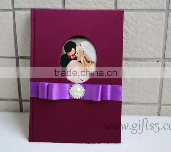 Excellent Silk Covor Wedding Guest Book With Photo Frame photo-3