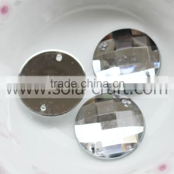 Colorful 22mm Crystal Silver Grade A Acrylic Flat Round Cut Chain Mirror Crystal Bead Charm Catalogs