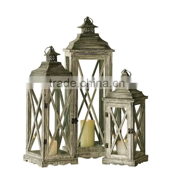 Wholesale Antique Rustic Wood Candle Lantern Decoration Crafts photo-2