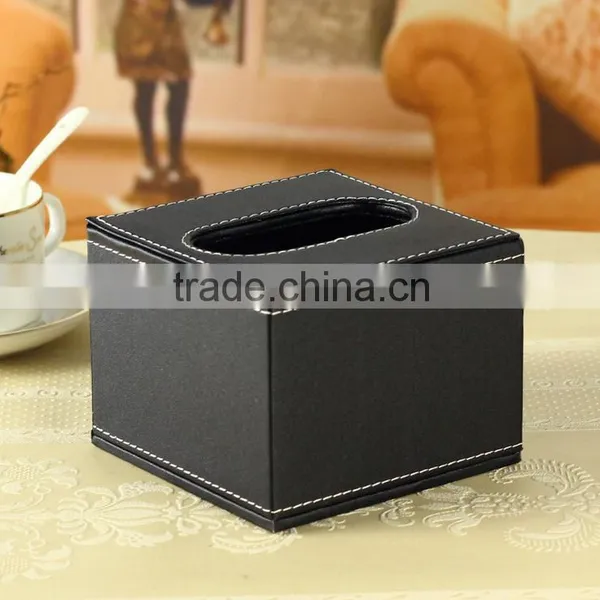 Wholesale Tissue Boxes, Luxury Leather Tissue Box, Black Storage Box photo-4