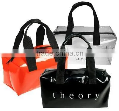Highly Fashionable Patent Vinyl Cosmetic Tote Bag