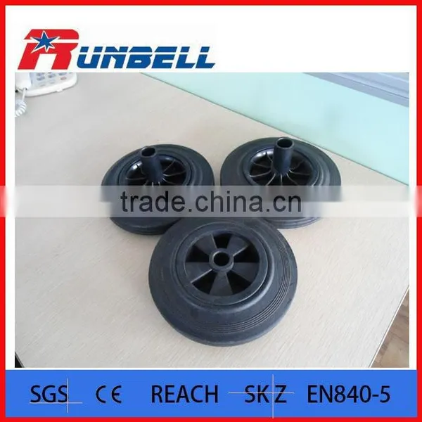 8" Black Rubber Trash Bin Wheel and Matchable Axle photo-2