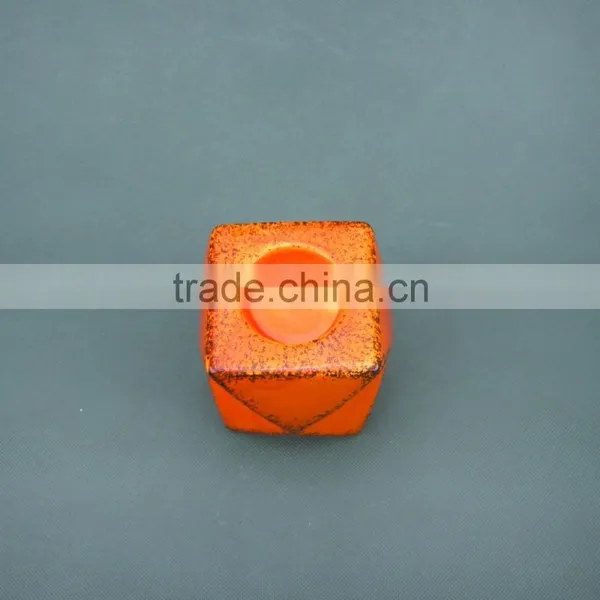 Home Decorative Table Top Elegant Orange Ceramic Tealight Candle Holders photo-2
