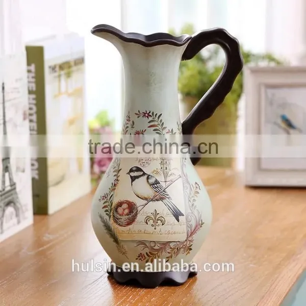 High Quality Classical Rural Bird Ceramic Table Vase With Hand Paint photo-4