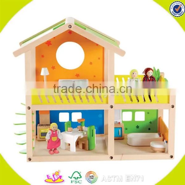 Wholesale Beautiful Pink Wooden Baby Dollhouse Toy Fashion Wooden Baby Dollhouse Toy Hot Wooden Baby Dollhouse Toy W06A051 photo-3