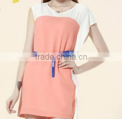 Symmetrical Sleeve Type Mosaic Dress Compliant Impact Color Skirt photo-2