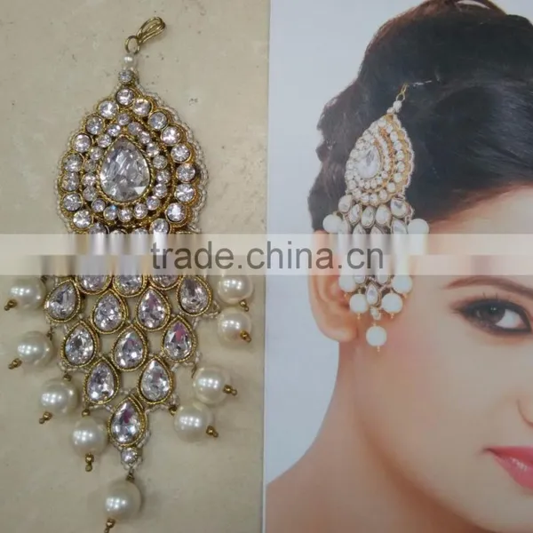 PASSA JHOOMAR SIDE TIKA Bindi CRYSTAL BEADS Hair Accessory photo-4