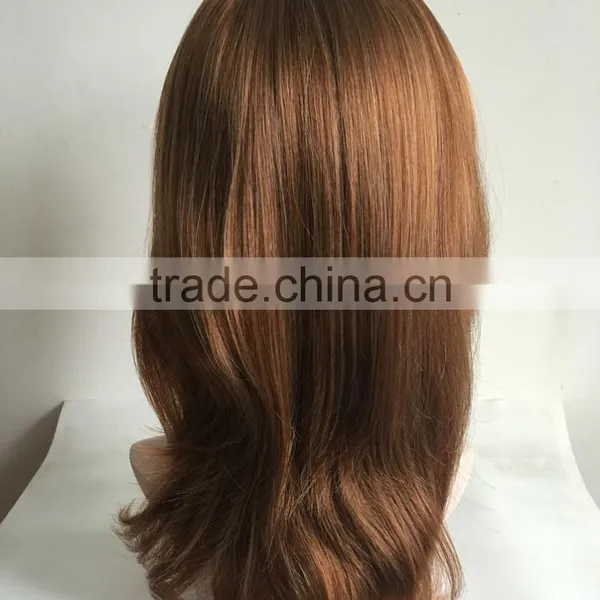 Women Brown Natrual Straight Wigs European Virgin Hair Wigs Lace Front Jewish Wigs photo-2