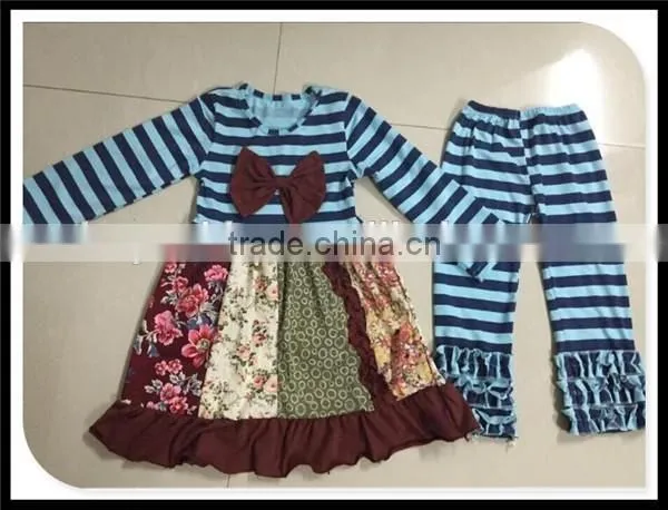 2016 Easter Giggle Moon Remake Girls Outfits Spring Summer Sets Persnickety Kids Girl Knot Clothing Set Remake Stripes Boutique photo-4