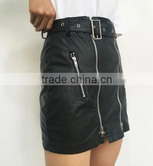 Runwaylover 5082 Sexy Europea Hot Waist Zipper Sexy pu Leather Skirt photo-2
