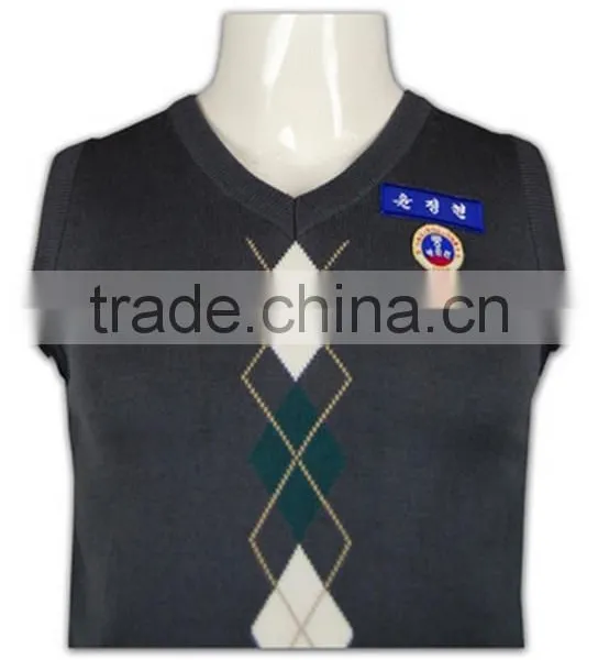 ISO9001/BSCI Manufature V-neck Custom School Argyle Cardigan Sweaters photo-5