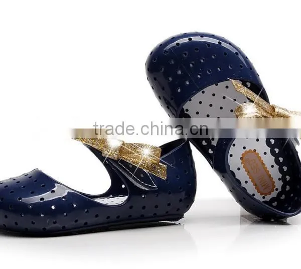 Shining Side Bow Hook and Loop Type Mini Melissa Jelly Shoes photo-2
