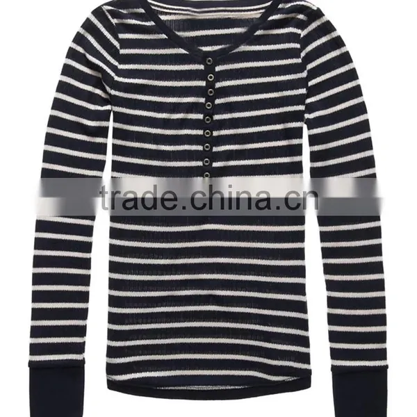 2016 China Manufacturer Shandao Latest Casual Style Autumn Long Sleeve Bodycon Striped Knit Cotton Women Fashion Tops photo-3