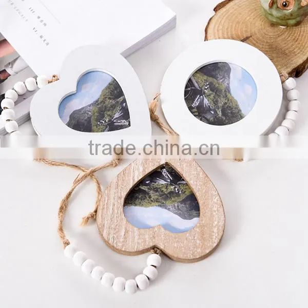2017 New Photo Frame Designs Heart Shaped Wood Craft Photo Hanging Pendant photo-2