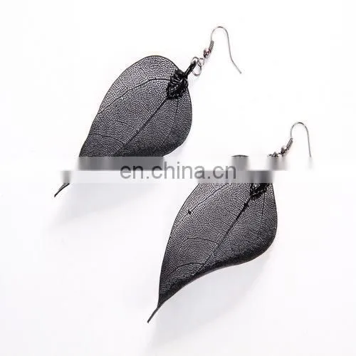 Fashion Real Natural Leaf 24K Gold Leaf Earring photo-2
