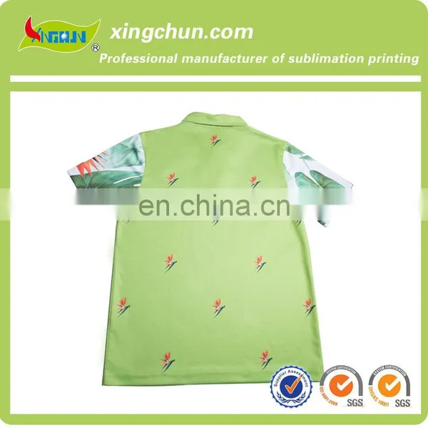 Quick Dry Shivering Flowers Design Dye Sublimation Printed Kid's Polo Tee Shirts photo-2