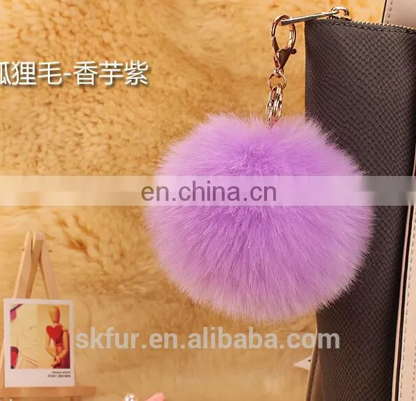 Colorful Faux Fur Pompom Keychain photo-4