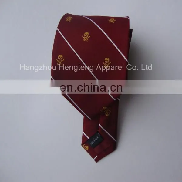 Stripe Design Silk Woven Ties With Skull Pattern