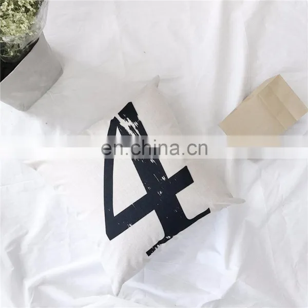Popular Promotional Number Design Cotton Linen Cushion Cover photo-4