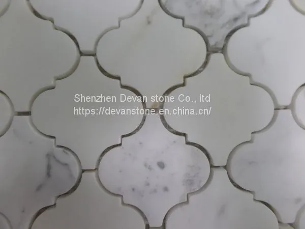 Carrara White Arabesque Lantern Shaped Mosaic Floor Tiles photo-3