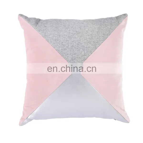 Patchwork Soft Geometric Print Decorative Square Throw Pillow Cushion Cover for Sofa photo-3