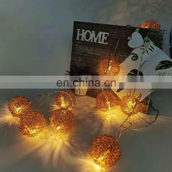 2020 New Golden Iron Wire Ball String LED Battery Metal Ball String Light photo-6