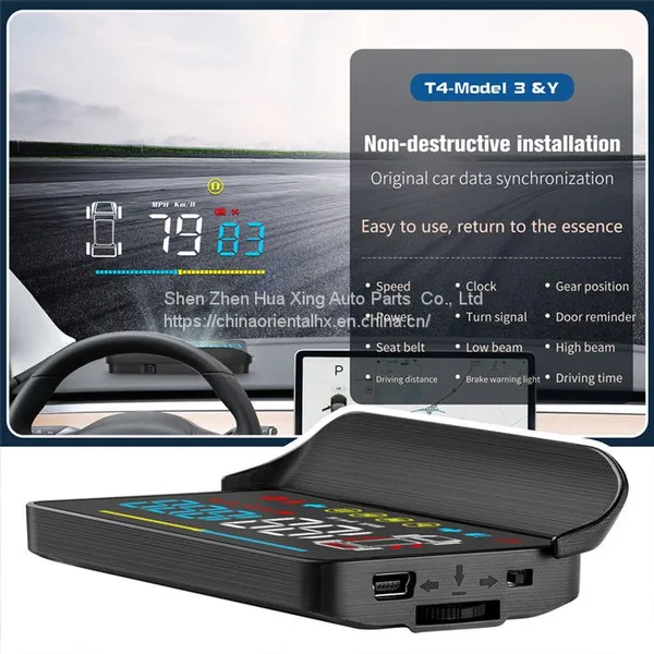5 Inch HUD 3D Reflection Heads Up Obd Hud Display Speedometer Compatible With Tesl-a Model 3 Model Y Smart Gauge photo-4