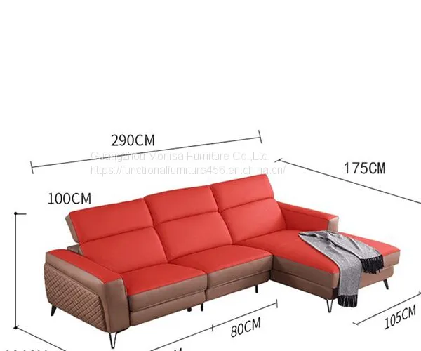 Italian Leather Sofa Space Capsule Electric Function Living Room Modern Minimalist Corner Combination Leather Sofa photo-2