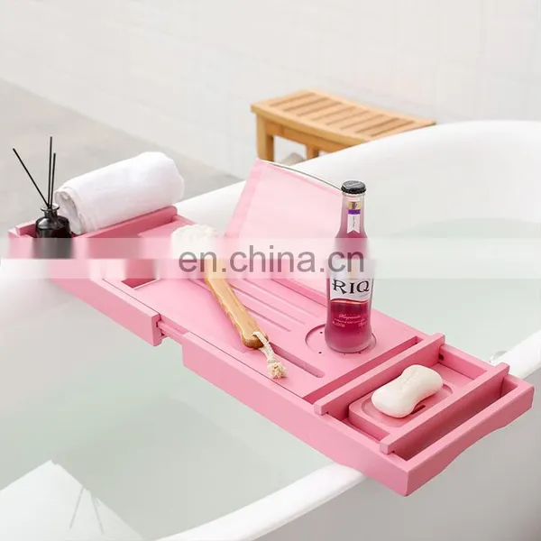 Unique Design High Quality Extending Side Leisure Bamboo Bathtub Caddy Tray photo-3