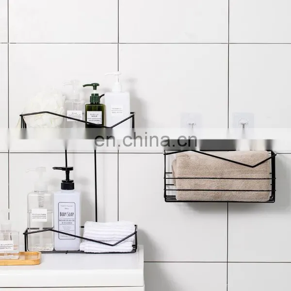 Multi-functional Save Space Single Wall Mounted No Punching Shower Soap Basket Bathroom Storage Rack
