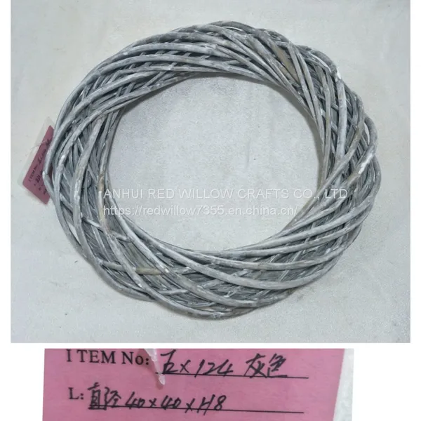 Different Sized Grey Color Full Willow Round Shape Flower Wreath For Home Decorative photo-3