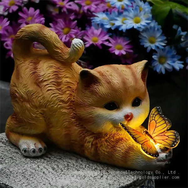 European Animal Creative Garden Home Decoration Solar Cute Cat Night Light Resin Arts and Crafts Decoration photo-4