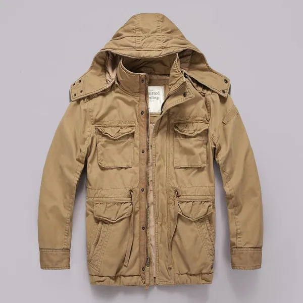 Men's Casual Hooded Long Sleeve Camouflage Multi-Bag Medium Long Jacket Coat photo-6