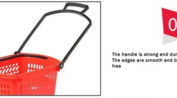 Plastic Supermarket Shopping Basket With Telescopic Handle With Wheels Plastic Crate photo-5