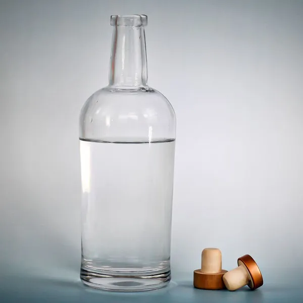 Wholesale High Quality Unique Shaped Super Flint Glass Cork Bottle Stoppers for Wine Liquor Beverages Hot Stamped