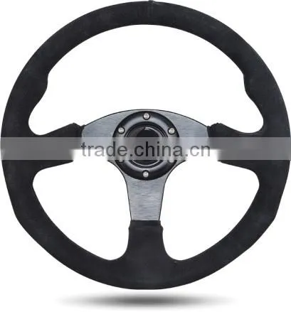 350mm Suede Alloy Steering Wheel Racing Sport Style 350mm Black photo-5