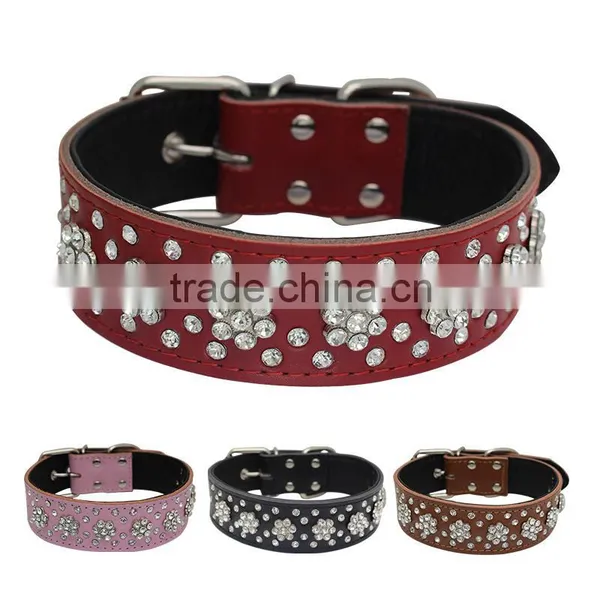Professional Manufacturer Wholesale Diamond Litchi Grain Leather Pet Collar Dog Collars photo-2