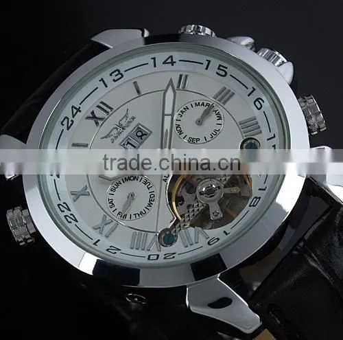 Jargar Men Gent White Tourbillon Date Aviator Automatic Mechanical Watch WM182 photo-4