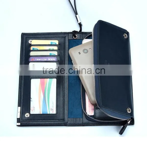 New Arrival 4 Colors Multi-fonction Check Grain Money Clip Wallet Leather For Phone Purse photo-3